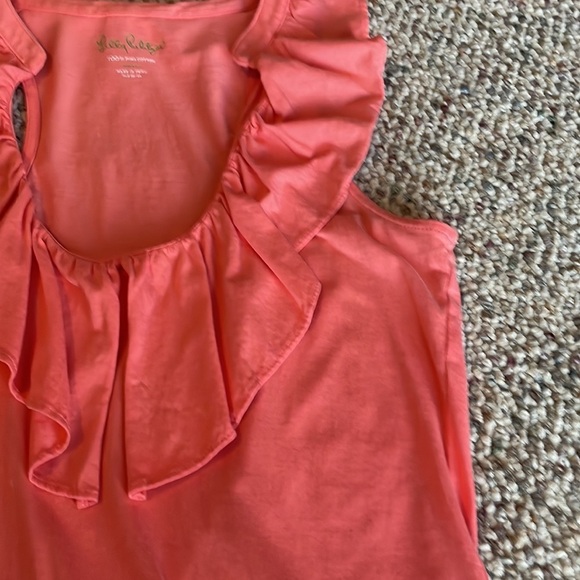 Lilly Pulitzer Salmon Ruffled Scoop Neck Top. EUC - Picture 3 of 10